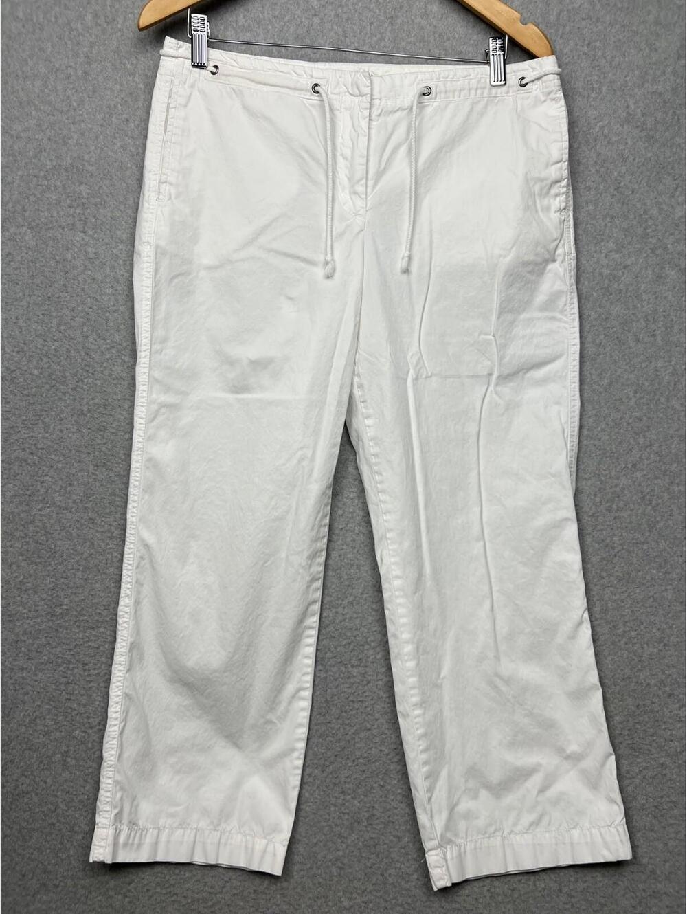 J Crew Cotton Drawstring Casual Low Rise Chino Crop Pants Womens 8 White Casual